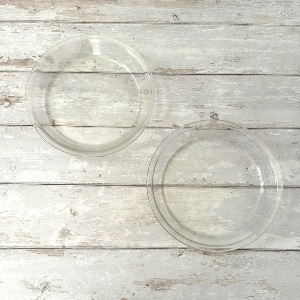 Pyrex 9in Clear Glass Pie Plates Pans Dish Set of 2 Baking Dishes